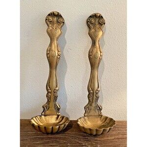 Vintage Cast Metal MCM Set of 2 Wall Hanging Ladles Spoons Kitchen Décor Used